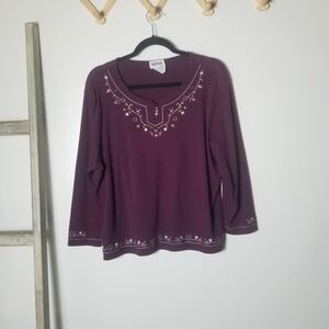 BONWORTH WINE BLOUSE SIZE MEDIUM PETITE